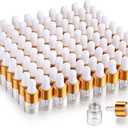 100,1ml (1/4 dram) Clear Glass Dropper Bottle,Empty Essential Oil Dropper Bottle Mini Glass Eye Dropper Vials With Pipette For Travel,Sample Test Perfume Liquid Container-1 Funnel&3 Dropper included