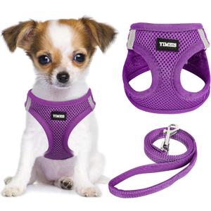 YIMEIS Dog Harness and Leash Set, No Pull Soft Mesh Pet Harness, Reflective Adjustable Puppy Vest for Small Medium Large Dogs, Cats (Purple, Medium (Pack of 1)