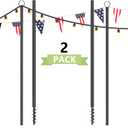 2 Pack String Light Poles for Outside, 10.5 Ft Outdoor String Light Poles for String Lights, Backyard Patio Light Poles for Bistro Party Wedding, Metal Pole for Outdoor String Lights