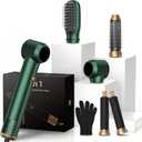 Blow Dryer Brush Set 5 in 1, Low Heat Hair Care Hot Air Styler Negative Ion Air Curling Wrap Air Curler, Round Brush Blow Dryer Curling Iron Hair Styling Tools Gift for Dry,Volumize,Straight,Curl (Green)
