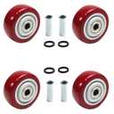 Juvielich 4Pcs Push Cart Wheels 3 Inch PU Caster Wheels Bearings Repair Kits, Heavy Duty Plate Casters Wheels with 3/ 8 inch bore, Shelf replacement 3” x 1.25” caster wheel for Platform Trucks, Trolly
