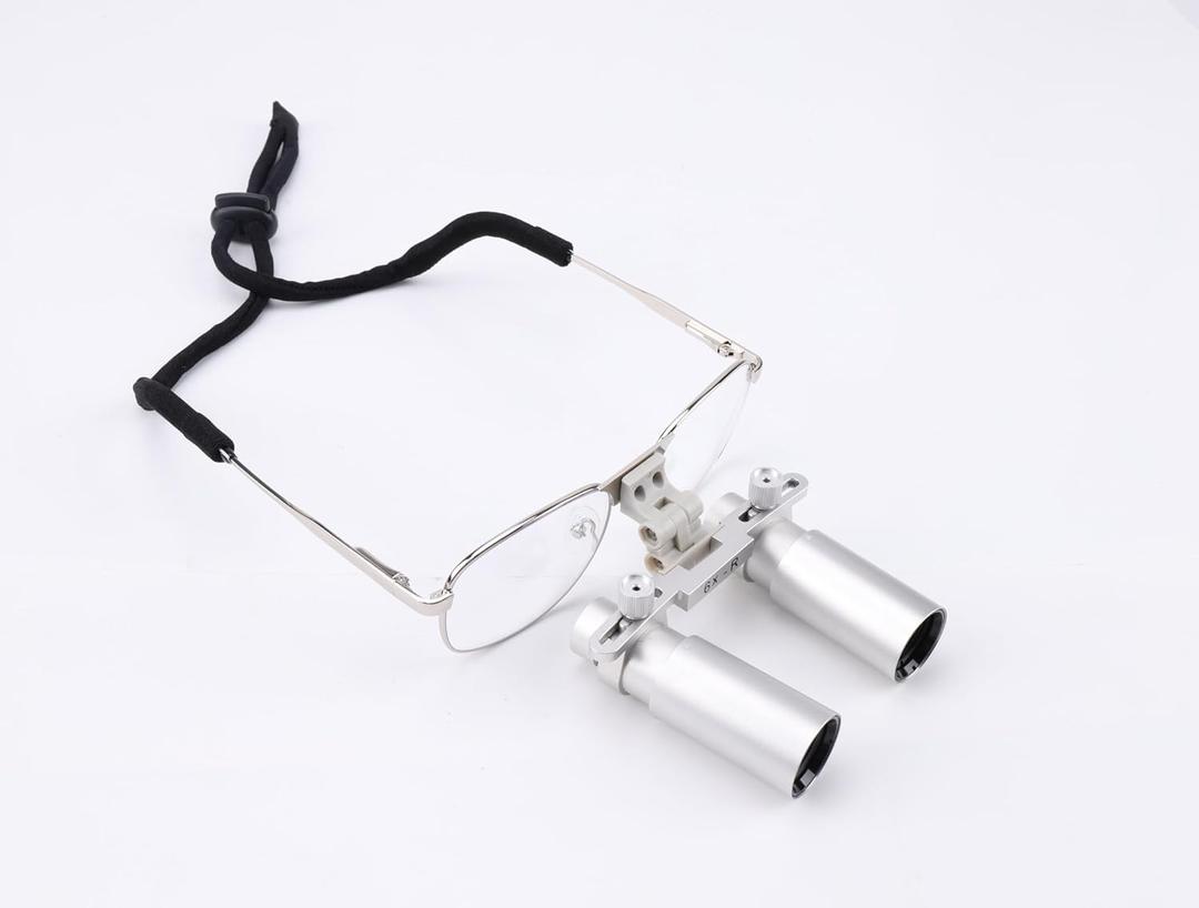 REEHUT 6X Binocular Loupes Glasses Metal Frame Magnifying Lens Examination Magnifying Glasses Working Distance 360-460mm for Surgical Operations with Box DY-600