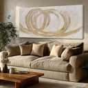 Dolidoteart Beige White Gold Abstract Wall Art, Extra Large Canvas Print Wall Decor for Living Room Bedroom Office Dining Room, Modern Neutral Artwork for Sofa Wall, 24x48 Inch
