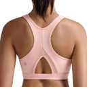RUNNING GIRL Sports Bras for Women High Support Moulded Cup High Impact Sports Bras Racerback Workout Running Yoga Bra (Large, Pink Peony)