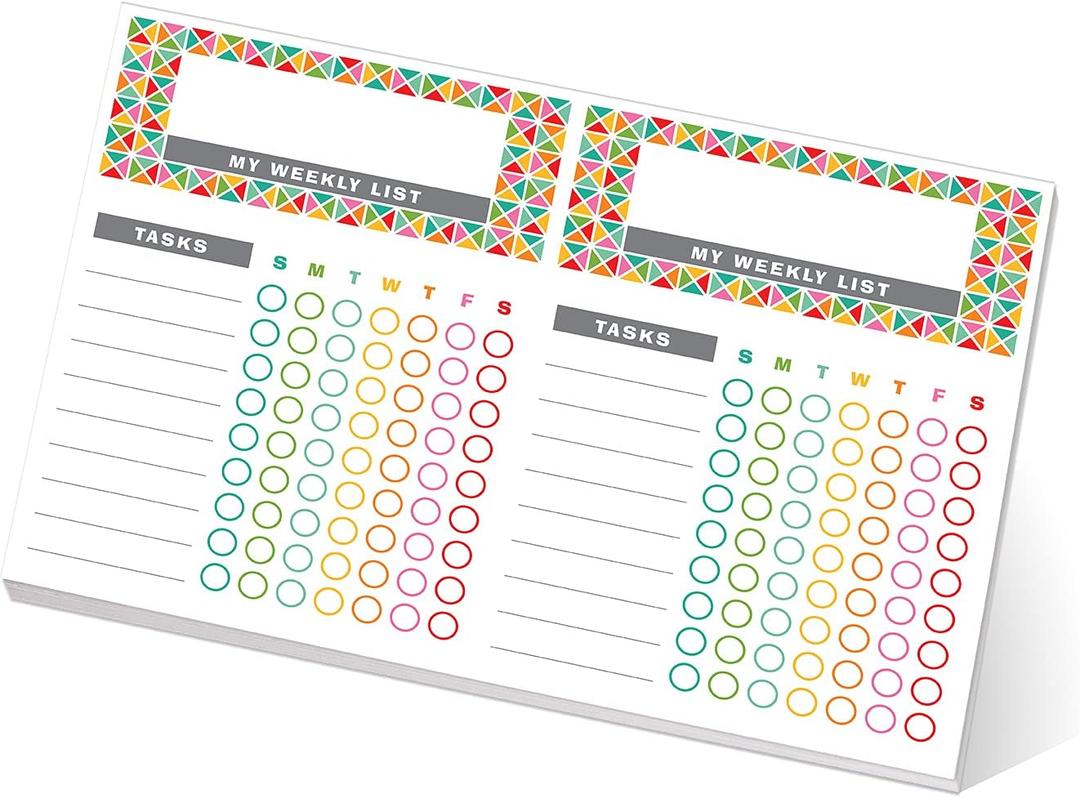 Bright Colorful Sticky Note Chore Chart / 16.25" x 11" Repositionable Fill-in Planner / 52 Repositionable Kids Weekly Task Lists/Made in The USA