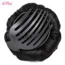 HANNE Clip in Fake Hair Bun for Women Black Chignon with Rhinestone Synthetic Tress Claw In Ponytail Hair Extension Updo Hairpiece Hair Buns Hair Piece (Black Chignon with Rhinestone)