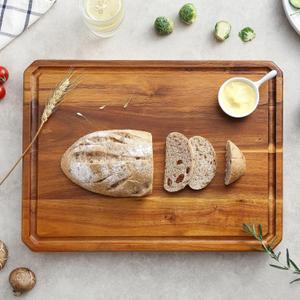 Large wood Cutting Board for Kitchen with Juice Handles Chopping Board Cheese Charcuterie Board (Striped cutting board)