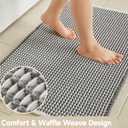 TYUU Waffle Bath Mat, Boho Bathroom Rugs Non Slip Washable Super Absorbent Quick Dry Bath Mat Farmhouse Bathroom Decor, 30"x20" Grey and White