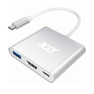 Acer USB C to HDMI Adapter, 4K USB C Hub with 100W PD, USBA 3.0 Port, HDMI to USBC Multiport Digital AV Converter for MacBook Pro/Air, iPad, Tablets, TV, Monitor and More (Silver)