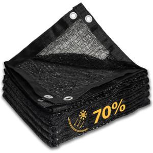 Shade&Beyond 70% Black Shade Cloth with Grommets, 10'x12' Durable Garden Shade Cloth with UV Protection,Plant Covers Freeze Protection for Greenhouse, Plant Shade, Patio, Dog House, GN7001