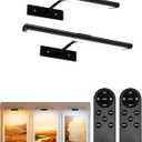 EZVALO Picture Light for Wall, 13'' Black Rechargeable 4800mAh Battery Lights Wireless Remote, Dimmable Magnetic LED Art Painting Light with 3 Color Temperatures, Display for Gallery, Living Room(2P)