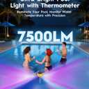 2Pcs Solar Pool Lights for Inground Pool, 22-Color 5-Mode with Backlit Display and Magnetic Charging, Underwater Thermometer Swimming Lighting, Submersible Pool Lights with Remote, Waterproof Design