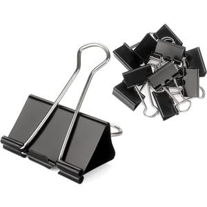 ZZTX Black Binder Clips Paper Clamps Clips Medium Size, 1.3 Inches, 36 Pack