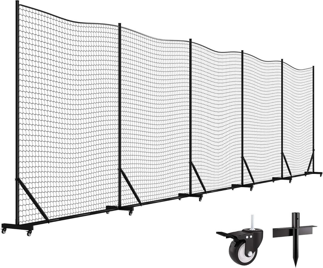 MR Ball Stop Net System, Movable Heavy Duty Backstop Net, 2 in 1 Multi-Sport Stop Netting, Ball Barrier Sports Practice Barrier Net for Professional, College and Grade School Training (50 Ft)