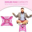 ACKO Folding Step Stool - 13 inch Height Premium Heavy Duty Foldable Stool for Kids and Adults, Kitchen Garden Bathroom Stepping Stool (Pink)
