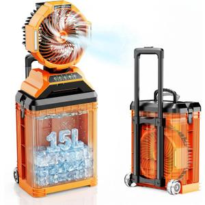 15L Bucket Portable Misting Fan, 30000mAh Rechargeable Battery Powered Oscillating Cooling Fan, 4 Strong Winds, Brushless Motor Outdoor Fans for Fishing, Travel, Garden, Golf, Tent
