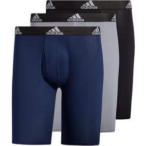 adidas Men's Performance 3-Pack Long Boxer Brief, Underwear Boxer Briefs - 3-Pack Long Men's Underwear Pack (Black/Grey/Collegiate Navy/Performance)