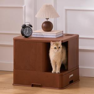 Extra Large Cat Litter Box with Drawer, Hidden Litter Box Enclosure Litter Trap Corridor, Lid Top Covered Litter Pan with Carbon Filter, Odor Control, Leakproof and Easy to Clean, Large Space 21.6"L x 19.7"W x 18.9"H