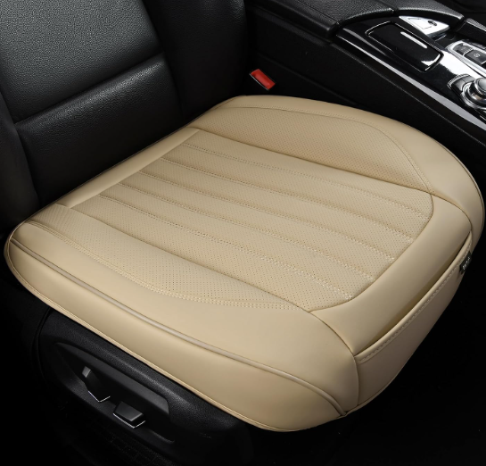 2 Pack Front Car Seat Bottom Covers, Universal Auto Seat Cushions, Nappa Leather Full Wrapping Edge Compatible with Most of Vehicles - SUVs/Sedans/Pickup Trucks, Beige