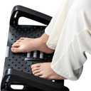 Ergonomic Under Desk footrest with Adjustable Height and Foot Massage Roller, Ideal Desk Foot Rest for Office Work, Black Foot Stool for Under Desk Comfort