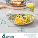 vancasso Salad Plates Set of 6-8.5 Inch Ceramic Dessert Plate, Small Dinner Plate Set, Microwave, Oven and Dishwasher Safe, Colorful Bohemian Style Dishes for Kitchen