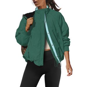 LAMISSCHE Oversized Fleece Lined Jacket Zip up Windbreaker Jacket Long Sleeve Casual Winter Coats with Pockets S