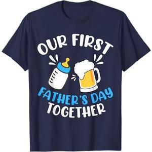 Men Our First Father's Day Together Baby Bottle Dad Daddy T-Shirt (Black, Medium)