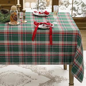 Romanstile Christmas Checkered Tablecloth Rectangle - 54 x 108 Inch - Green Buffalo Plaid Cotton Flannel Table Cloths, Xmas Winter Stain Resistant Washable Table Cover for Holiday/Party/Dining Decor