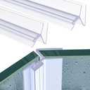 135 Degree Shower Door Side Seal Strip 110 Inch (15.75" x 7 Pcs) for 3/8 Inch Frameless Glass Sliding Door Sweep Clear PVC Waterproof H-Jamb for 3/8 Inch (10mm) Glass to Stop Shower Leaks