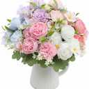 6 Color Rose Peony Artificial Flowers UV Resistant Fake Flowers for Outdoor Garden Decor Wedding Bouquets Home Decoration Porch Patio Table Centerpiece Floral Centerpieces for Tables