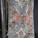 RELEANY Area Rugs Runner 2'x8' Washable Non-Slip, Floral Vintage Distress Medallion Carpet for Kitchen Hallway Bedroom Beside Laundry Room Bathroom, Terracotta Burnt Orange Green