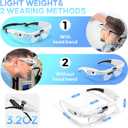 Magnifying Glass with Light, 1.5X-5.0X Magnifying Glasses, Rechargeable Magnifier Headset with Light, Head Magnifier with 4 Detachable Lenses, Magnify Glasses for Close Work Crafts Jewelry