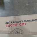 Upholstered Full Size Daybed with Trundle for Bedroom Guest Room Living Room,Solid Wood Bed Frame w/Twin Trundle, No Box Spring Needed,(Beige)