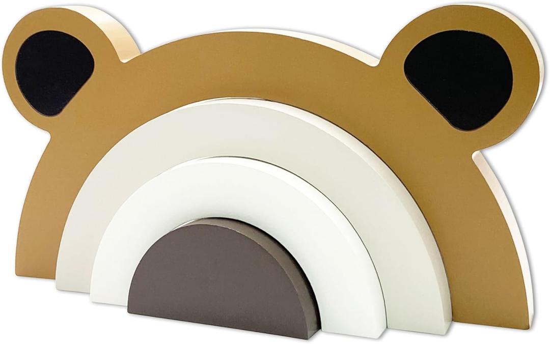 Wooden Bear Rainbow Decoration Wooden Bear Rainbow Decor Kids Room Decor Woodland Nursery Decor for Baby Bear Nursery Decor for Bedroom Nursery Room Shelf