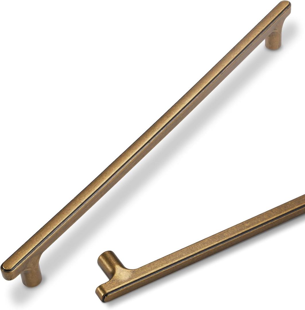 10 Pack Antique Brass Cabinet Pulls 10 Inch Hole Centers Kitchen Cabinet Handles Zinc Alloy Vintage Drawer Pulls Solid Cabinet Hardware