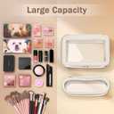 Soimeat Travel Clear Makeup Bag with Makeup Brush Bag, Leather Makeup Case Toiletry Bag, Portable Cosmetic Bag Case, Transparent Waterproof Cosmetic Organizer Storage Bag for Women, Medium, Off-White