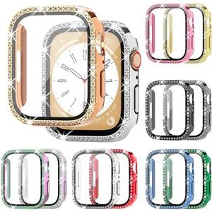 12-Pack Rc-Z Bling Case for Apple Watch 40mm SE (2nd Gen) Series 6 5 4 Screen Protector, Women Glitter Diamond Rhinestone Bumper Face Cover for iWatch Accessories 40 mm