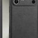 for iPhone 17 Pro Max Case Leather,Vintage Classic PU Leather Luxury Business Camera Frame Protection Cover,Soft Non-Slip Grip Anti-Scratch Shockproof Case for iPhone 17 Pro Max(Black)