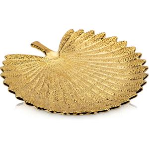 Gold Leaf Decorative Serving Tray for Table Centerpiece  12" Ceramic Leaf-Shaped Trinket Dish, Candle Tray, Vanity Organizer, Coffee Table Decor, Modern Glam Home Decor, Gifts for Women