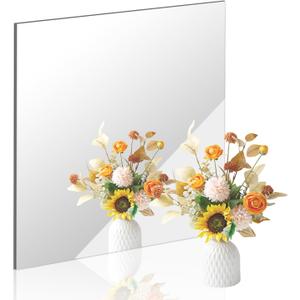 18x18 in Acrylic Mirror Sheet for Wall, 2.5mm Thick Unbreakable Non Glass Body Mirror Tile Self Adhesive Mirror Stickers Rectangular Wall Mirror for Bathroom Bedroom Home Gym Door Decor