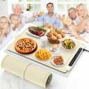 Food Warming Mat Electric Tray: Adjustable Silicone Heating Pad with 3 Temperature Settings 4 Timer Function Portable Roll Up Hot Plate for Buffets Party Gatherings Kitchen Warmer Countertop Holiday (24 X 16 inch, Cream)