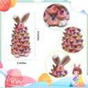 2026 Newly Lighted Easter Bunny Resin Tabletop Tree 6 Inches Pre-Lit Rabbit Figurines with Colorful Lamp Beads and Bunny Ear Top Spring Easter Holiday Decor Gifts (Pink)