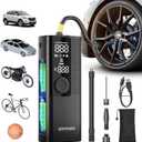 Airmoto Tire Inflator Portable Air Compressor - Air Pump For Car Tires with Digital Pressure Gauge, LED Light and Auto Shut-Off Function - Cordless Pump for Car, Motorcycle, Bicycle, Ball