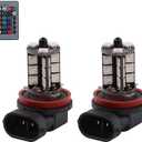 1797 H11 H8 H16(JP) H9 LED RGB Fog Lights Bulb Amber Yellow White Multicolor 16 Color Changing Switch Kit Strobe Lamp Bulbs for Car Trucks Remote Control 12V 5050SMD Replacement, Pack of 2