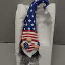 Patriotic Gnome Statue with Solar Lights 4th of July Large Garden Sculptures Red White and Blue Gnome Outdoor Patio Lawn Yard Garden Decor Gifts 4th of July Gnome 250th Anniversary Decoration