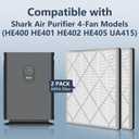 4 Pack HE400 HE401 Replacement Filter | For Shark Air Purifier 4 Model HE400 HE401 HE402 HE405 UA415 3-Stage Filtration Filters, H13 True HEPA #HE4FKPET Filter