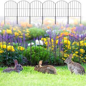 20 Pcs Garden Fence Animal Barriers - Total 21ft (L) x 24in (H) Rustproof Metal Rabbits Dogs Fencing Panels, Easy to Assemble for Flower Beds Outdoor Yard Patio Landscape