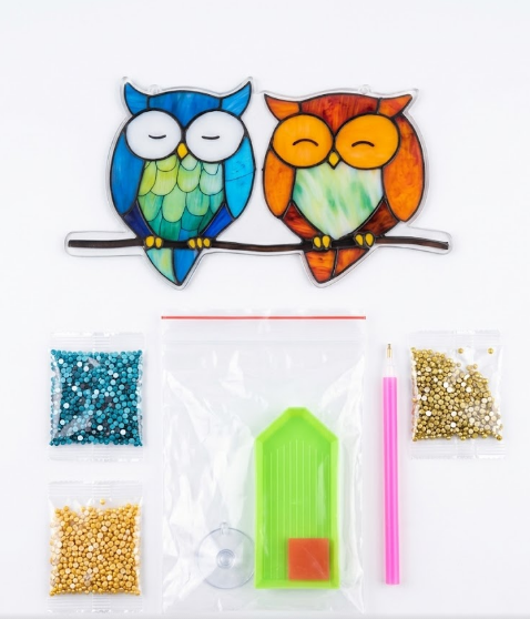 Eiflow Hanging Diamond Art Kit Purple Flower, DIY Acrylic Diamonds Painting Board Kit for Adults, Gem Art Pendant Ornament Flower