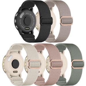 5 Pack Nylon Watch Bands Compatible with Garmin Venu 3S/Venu 4(41mm)/2S/Forerunner 265S 42mm,18mm Soft Stretchy Sport Strap for Garmin Vivoactive 4S 40mm/Forerunner 255S 41mm Women Men