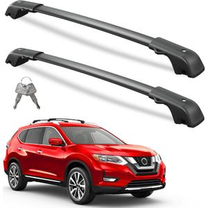 300lbs Roof Rack Cross Bars Compatible with Nissan Rogue 2014-2020 (with Raised Side Rails), Heavy Duty Aluminum Lockable Roof Rails Crossbars Black Rooftop Cargo Carrier Luggage